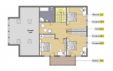 Проект кирпичного дома с просторной кухней и вторым светом / План мансардного этажа