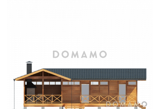 Проект деревяной беседки с барбекю, санузлом и душем / Фасад 1