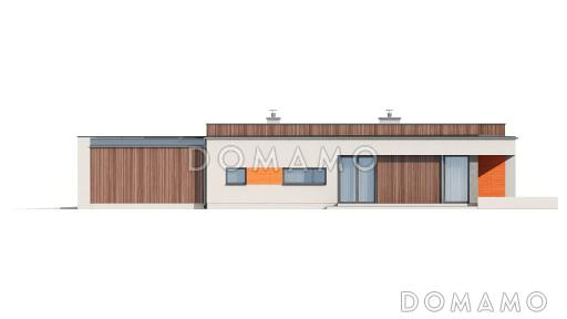 Проект просторного современного одноэтажного дома из газобетона с тремя спальнями, кабинетом и гаражом / Фасад 4