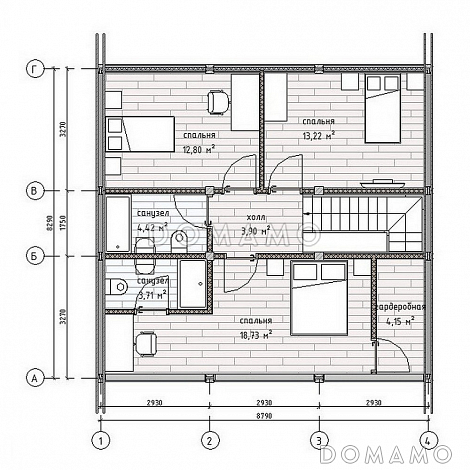 Проект Фахверкого дома 138D1 / План 2 этажа