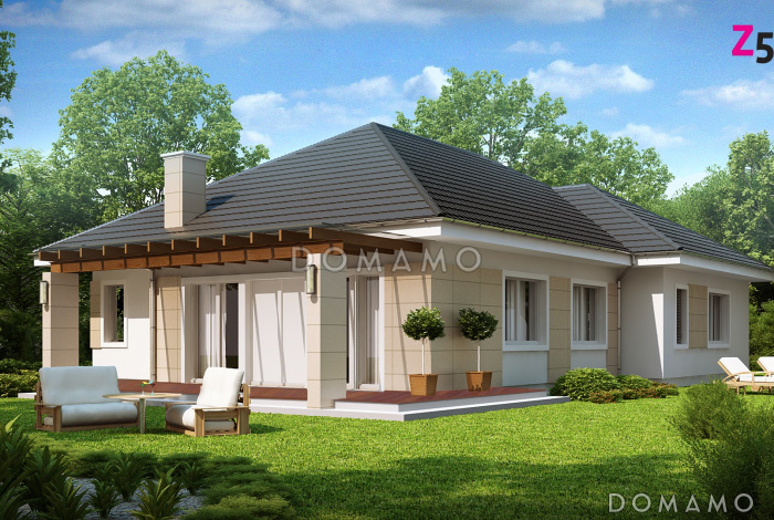 Проект одноэтажного дома из газобетона со свободной планировкой на мансардном этаже и гаражом для одного автомобиля Проект одноэтажного дома из газобетона со свободной планировкой на мансардном этаже и гаражом для одного автомобиля