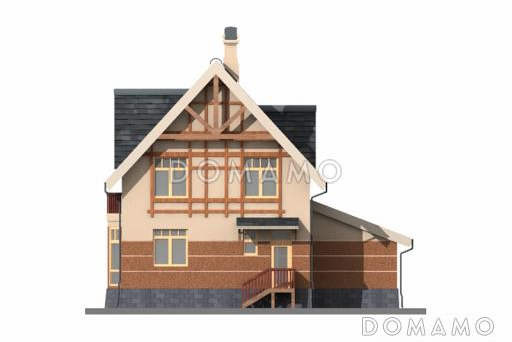 Проект дома с небольшой общей площадью, большой гостиной и гаражом / Фасад 3