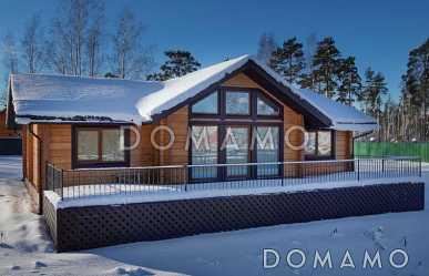 Проект одноэтажного деревянного дома из клееного бруса с изолированной небольшой кухней Проект одноэтажного деревянного дома из клееного бруса с изолированной небольшой кухней