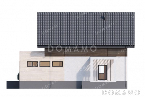 Проект одноэтажного дома с просторной террасой и двумя балконами / Фасад 2