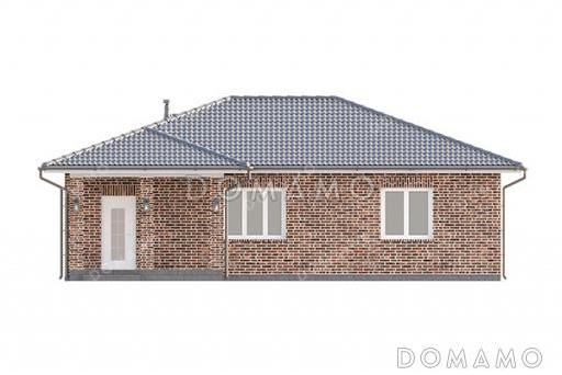 Проект одноэтажного дома, облицованного кирпичом, с тремя спальнями и террасой / Фасад 1