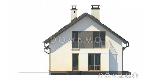 Проект одноэтажного мансардного дома из кирпича с просторной гостиной, гаражом и четырьмя спальнями / Фасад 1