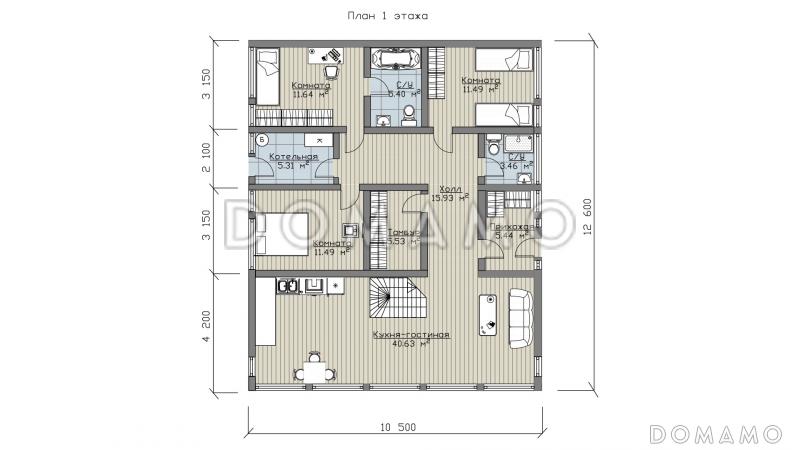 Турин  / План 1 этажа