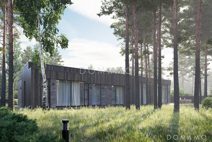 Проект кирпичного дома с навесом для автомобиля, летней кухней на террасе, тремя спальнями и местами для хранения Проект кирпичного дома с навесом для автомобиля, летней кухней на террасе, тремя спальнями и местами для хранения