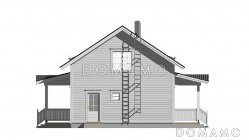 Проект компактного каркасного дома c одной спальней на первом этаже / Фасад 2