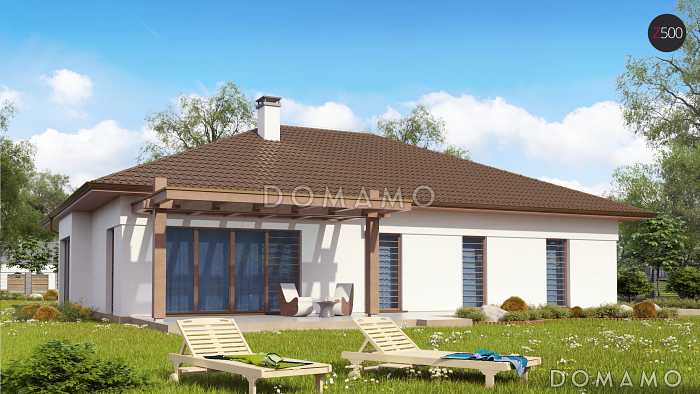 Проект просторного одноэтажного дома из кирпича с четырьмя спальнями и гаражом на два автомобиля