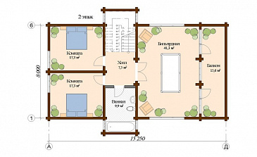 Проект современного дома из клееного бруса с односкатной крышей / План 2 этажа Проект современного дома из клееного бруса с односкатной крышей / План 2 этажа