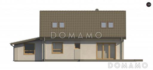 Проект одноэтажного дома из газобетона с тремя спальнями на мансардном этаже и гаражом  / Фасад 3