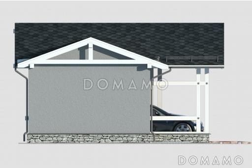 Проект навеса для двух автомобилей с хозблоком / Фасад 1