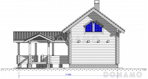 Проект бани с террасой и бильярдной   / Фасад 2