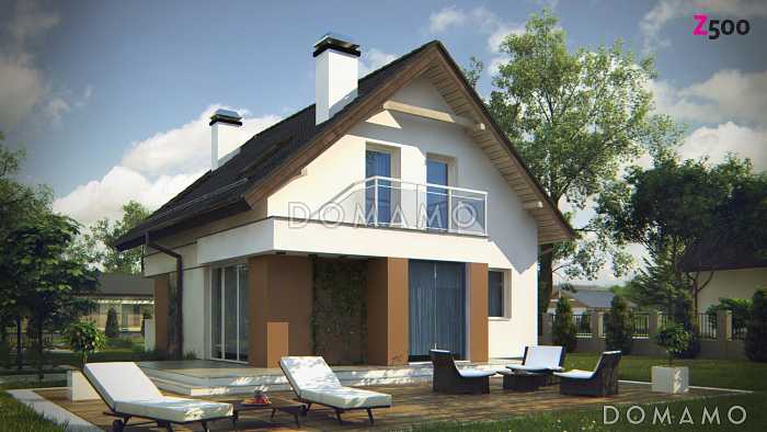 Проект классического одноэтажного мансардного дома из кирпича с эркером в столовой зоне, балконами и хозяйственным помещением Проект классического одноэтажного мансардного дома из кирпича с эркером в столовой зоне, балконами и хозяйственным помещением