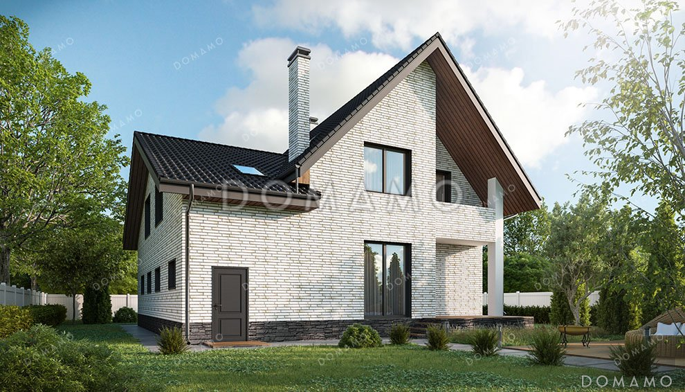 Проект одноэтажного дома с мансардой и гаражом на два авто / 2