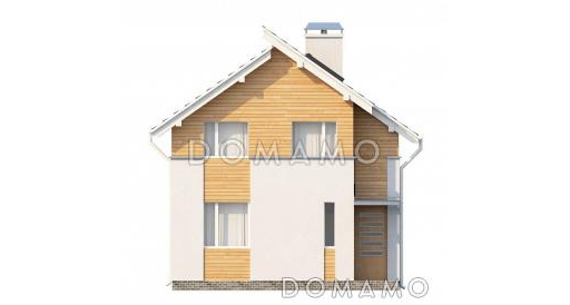 Проект небольшого одноэтажного мансардного дома из кирпича с дополнительной комнатой на первом этаже и угловым балконом / Фасад 3