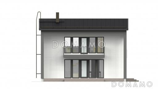 Проект двухэтажного каркасного дома с косой крышей / Фасад 4