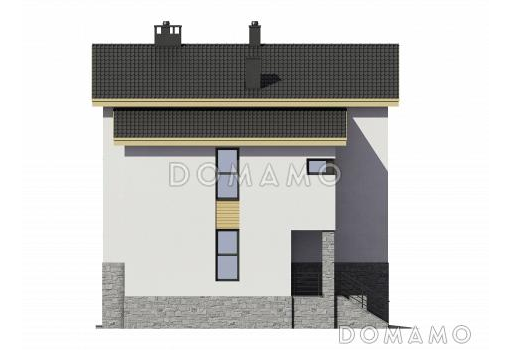 Проект трехэтажного газобетонного дома с двойным гаражом / Фасад 3