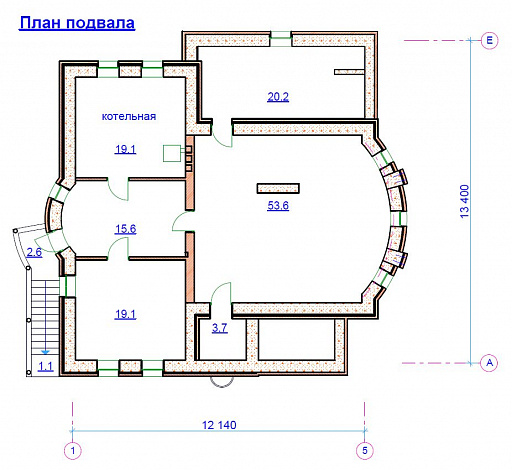 Проект  дома с подвалом / План цокольного этажа