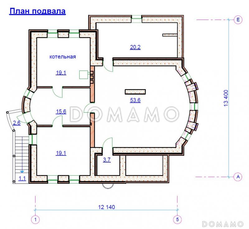 Проект  дома с подвалом / План цокольного этажа Проект  дома с подвалом / План цокольного этажа
