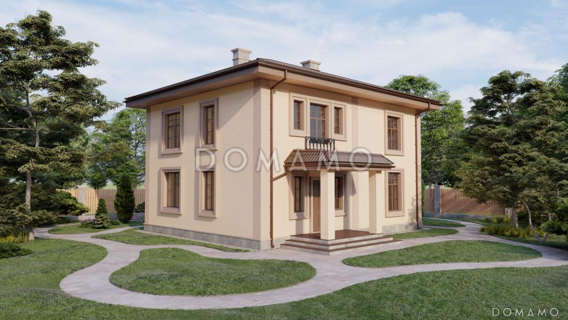 Проект двухэтажного дома с камином в гостиной и тремя спальнями / 5