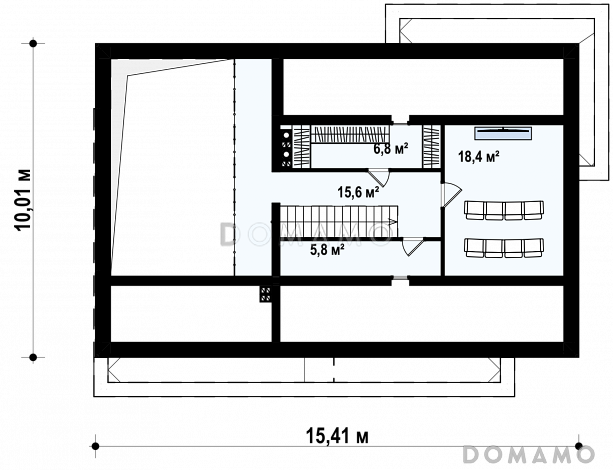 Проект кирпичного дома в стиле барнхаус с кабинетом, комнатой отдыха и увеличенной котельной / План мансардного этажа Проект кирпичного дома в стиле барнхаус с кабинетом, комнатой отдыха и увеличенной котельной / План мансардного этажа
