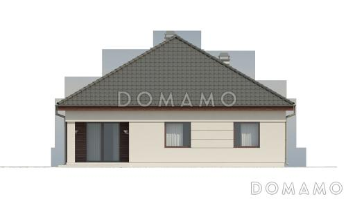 Проект просторного одноэтажного дома из кирпича с кабинетом и тремя спальнями и крытой угловой террасой / Фасад 3