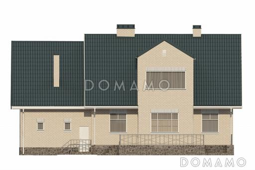 Проект дома с эркером в гостиной и гаражом для двух машин / Фасад 3