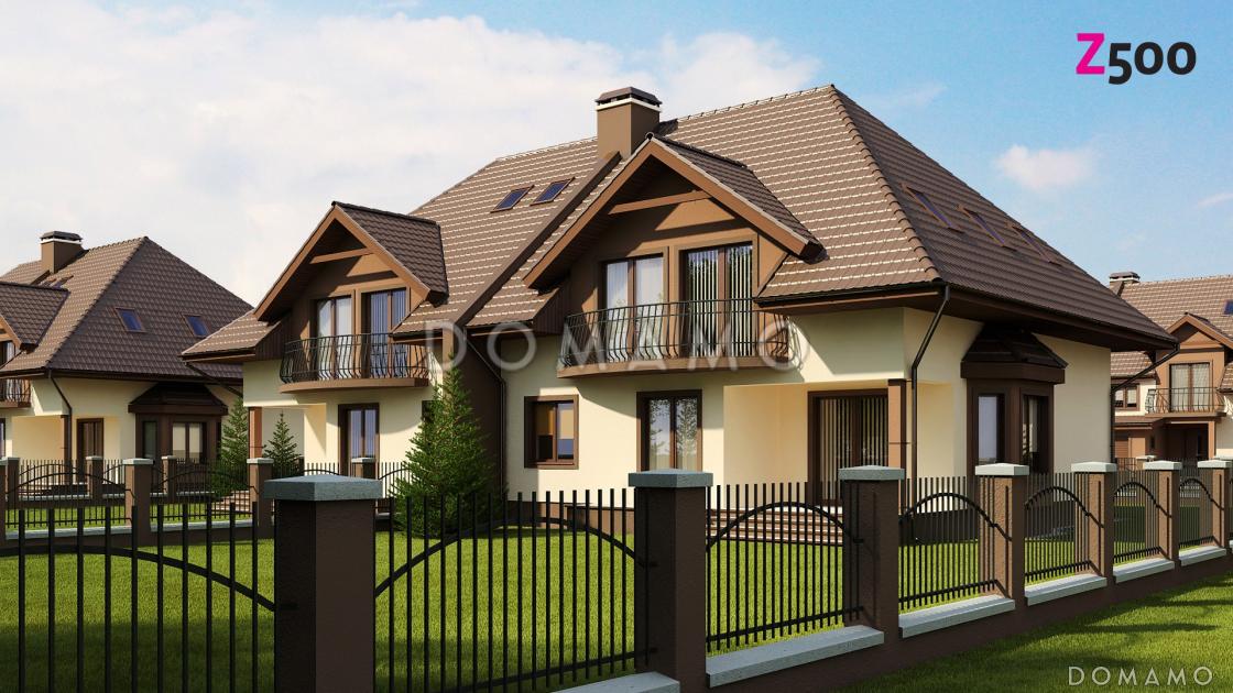 Проект двухэтажных домов-близнецов из газобетона с гаражом и чердаком / 2