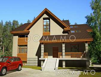 Загородный дом с окнами в пол, с тремя террасами и лоджией Загородный дом с окнами в пол, с тремя террасами и лоджией