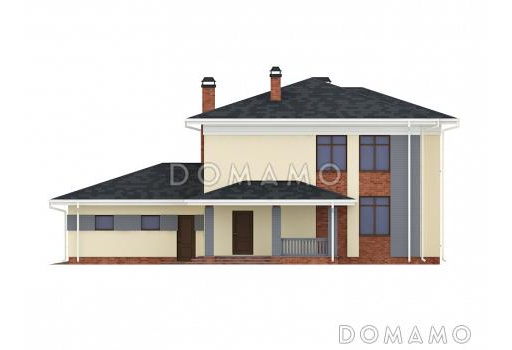Проект двухэтажного коттеджа из газобетона с вместительным гаражом / Фасад 4