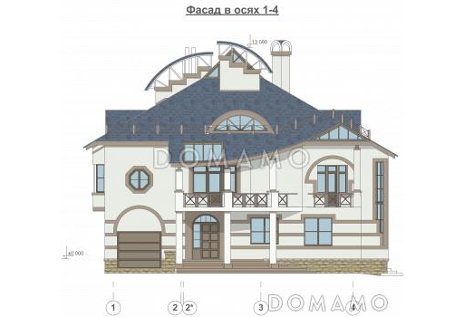 Проект современного коттеджа с оригинальной планировкой / Фасад 1