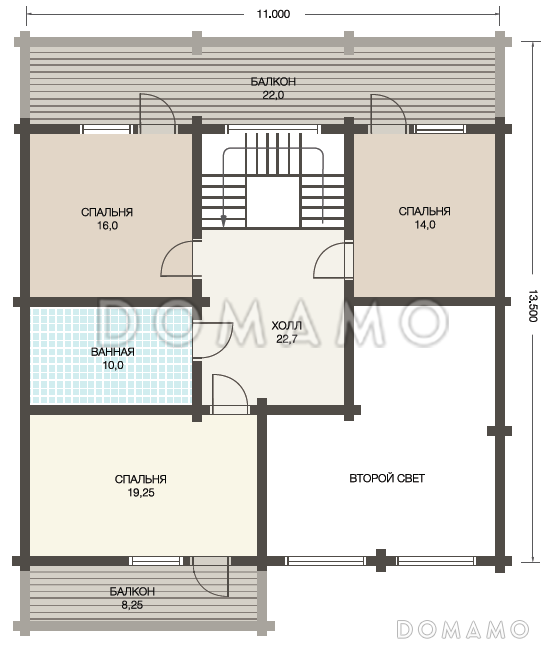 Проект коттеджа в скандинавском стиле из клееного бруса / План 2 этажа
