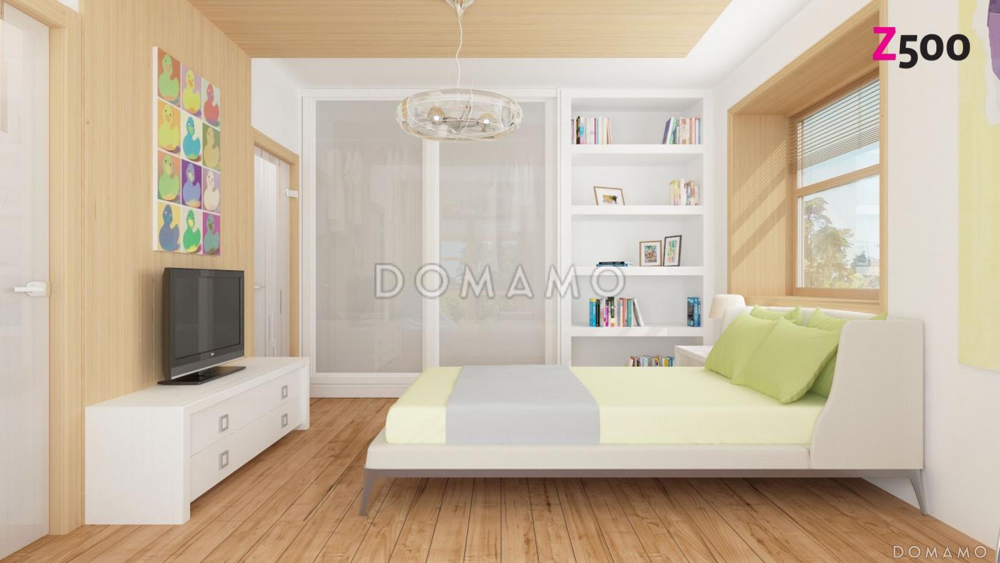 Проект двухэтажного дома из газобетона с эркером и балконом над ним, с тремя спальнями, кабинетом и гаражом / 3