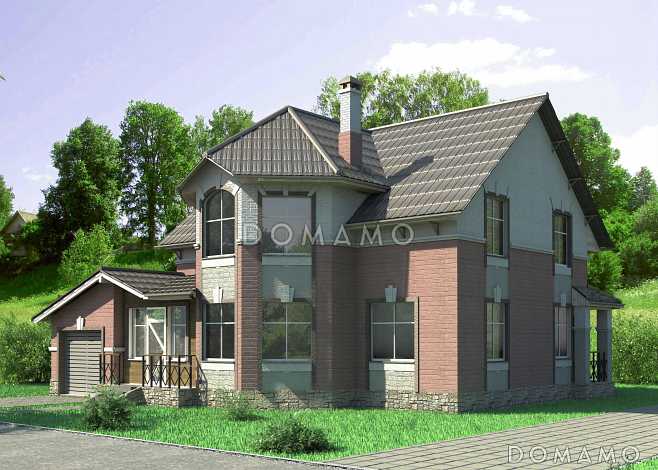 Проект кирпичного дома с пристроенным боксом на одну машину Проект кирпичного дома с пристроенным боксом на одну машину