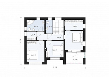Проект современного двухэтажного дома с четырьмя спальнями S-136 / План 2 этажа Проект современного двухэтажного дома с четырьмя спальнями S-136 / План 2 этажа