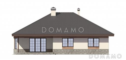 Проект каркасного одноэтажного дома / Фасад слева Проект каркасного одноэтажного дома / Фасад слева