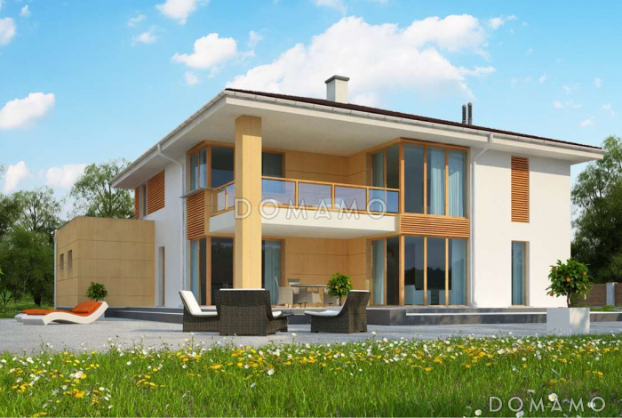 Проект просторного двухэтажного дома из газобетона с гаражом на два автомобиля для большой семьи  Проект просторного двухэтажного дома из газобетона с гаражом на два автомобиля для большой семьи