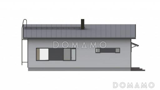 Проект компактного одноэтажного каркасного дома с двумя спальнями / Фасад 3 Проект компактного одноэтажного каркасного дома с двумя спальнями / Фасад 3