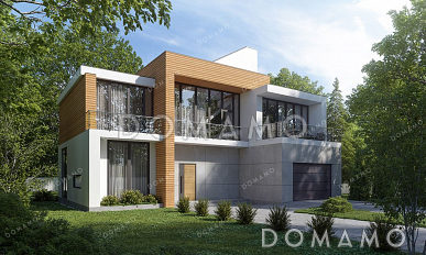 Проект большого двухэтажного дома с гаражом и террасой Проект большого двухэтажного дома с гаражом и террасой