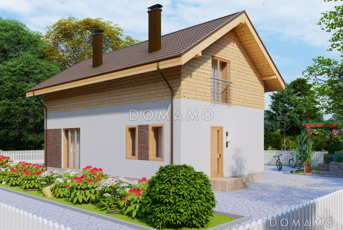 Проект компактного одноэтажного дома с мансардной и четырьмя спальнями Проект компактного одноэтажного дома с мансардной и четырьмя спальнями