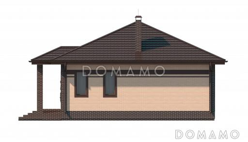 Проект загородного дома из газобетона с большой кухней-столовой, тремя спальнями / Фасад 4