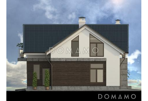 Проект современного дома с гаражом,  кладовой, террасой, балконами / Фасад 4