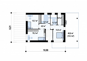 Проект двухэтажного дома из газобетона с сауной, адаптированный для сейсмозоны / План 2 этажа