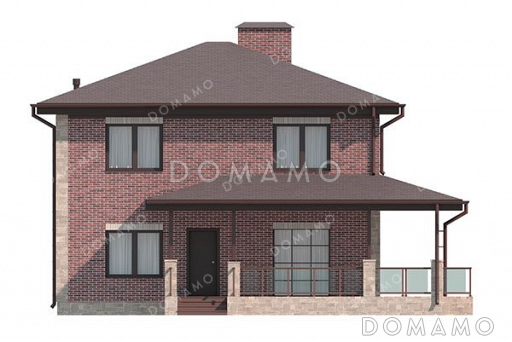 Проект двухэтажного дома с большой террасой / Фасад 1