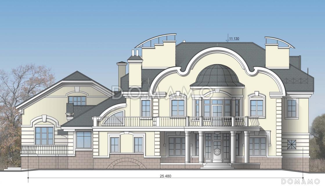 Проект коттеджа с двусветной гостиной и бассейном / 3