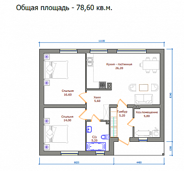 Проект 420 / План 1 этажа Проект 420 / План 1 этажа