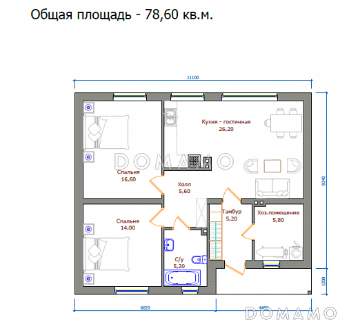 Проект 420 / План 1 этажа Проект 420 / План 1 этажа