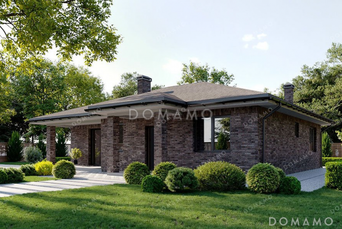 Проект компактного одноэтажного дома с террасой Проект компактного одноэтажного дома с террасой